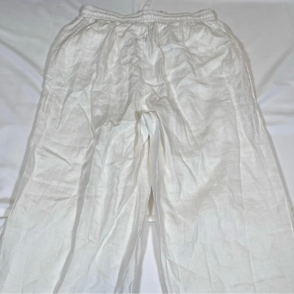 Feel Good Store Women’s L White Linen Wide Leg Pants Loose Fit Casual‎